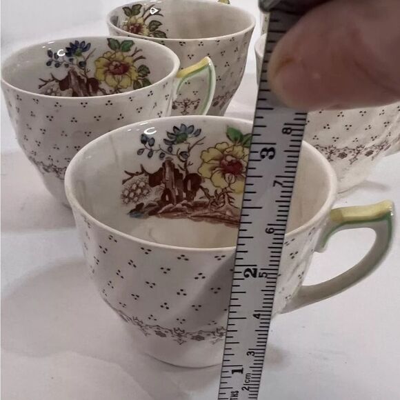 Royal Doulton Grantham Brown 6 Demitasse Espresso Cups and 4 Saucers D547 - Picture 4 of 9